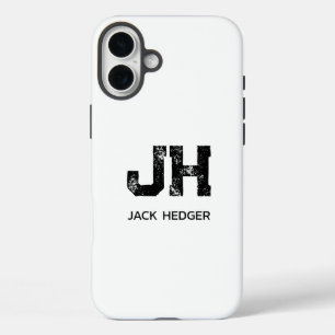 MINIMALISTISCHE ZWARTE TWEELITTERIGE MONOGRAM NAAM iPhone 16 PLUS HOESJE