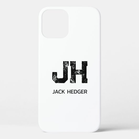 MINIMALISTISCHE ZWARTE TWEELITTERIGE MONOGRAM NAAM Case-Mate iPhone CASE (Achterkant)