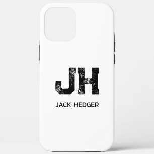 MINIMALISTISCHE ZWARTE TWEELITTERIGE MONOGRAM NAAM Case-Mate iPhone CASE
