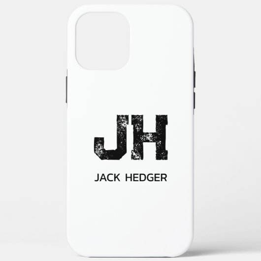 MINIMALISTISCHE ZWARTE TWEELITTERIGE MONOGRAM NAAM Case-Mate iPhone CASE (Achterkant)