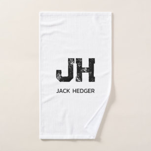 MINIMALISTISCHE ZWARTE TWEELITTERIGE MONOGRAM NAAM HANDDOEK