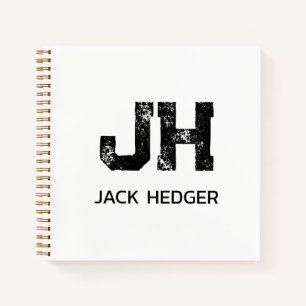 MINIMALISTISCHE ZWARTE TWEELITTERIGE MONOGRAM NAAM NOTITIEBOEK