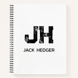 MINIMALISTISCHE ZWARTE TWEELITTERIGE MONOGRAM NAAM NOTITIEBOEK