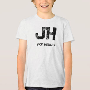 MINIMALISTISCHE ZWARTE TWEELITTERIGE MONOGRAM NAAM Tri-Blend SHIRT