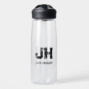MINIMALISTISCHE ZWARTE TWEELITTERIGE MONOGRAM NAAM WATERFLES