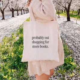 Minimalistische zwarte typografie boekenliefhebber tote bag