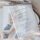 Minimalistische zwarte typografie bruiloft vellum uitnodigingen