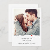 Minimalistische zwarte Typografie met foto van roo Save The Date (Voorkant / Achterkant)