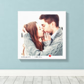 Minimalistische zwarte typografie met rode hartfot canvas afdruk (Insitu (Houten vloer))