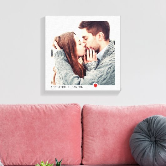 Minimalistische zwarte typografie met rode hartfot canvas afdruk (Insitu (Woonkamer))