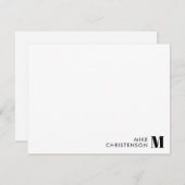 Minimalistische zwarte typografie Monogram Naam Notitiekaartje (Voorkant / Achterkant)