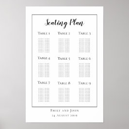 Minimalistische Zwarte Typografie/rand zitplaatsen Poster