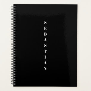 Minimalistische zwarte verticale naam jaar of mono planner