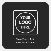 Minimalistische zwarte vierkante Sticker | Aangepa (Voorkant)