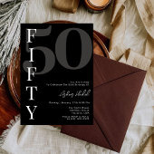 Minimalistische Zwarte Vijftig 50ste Verjaardagsfe Kaart