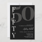 Minimalistische Zwarte Vijftig 50ste Verjaardagsfe Kaart (Voorkant)