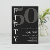 Minimalistische Zwarte Vijftig 50ste Verjaardagsfe Kaart (Staand voorkant)