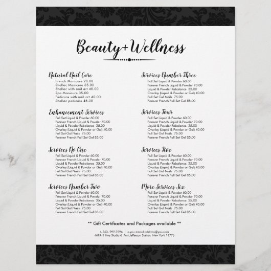 Minimalistische Zwarte Vintage Damask Patroon Flyer (Voorkant)