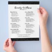 Minimalistische Zwarte Vintage Damask Patroon Flyer (Hand)