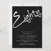 Minimalistische zwarte volwassen 80ste verjaardags kaart (Voorkant)