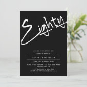 Minimalistische zwarte volwassen 80ste verjaardags kaart (Staand voorkant)