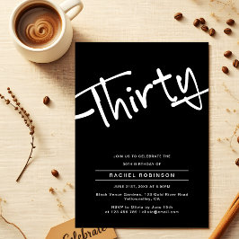 Minimalistische zwarte volwassene 30ste verjaardag kaart