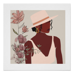 Minimalistische Zwarte Vrouw Muurkunst Perfect Poster