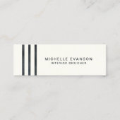 Minimalistische zwarte Waterverf strepen op crème Mini Visitekaartje (Voorkant)