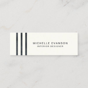 Minimalistische zwarte Waterverf strepen op crème Mini Visitekaartje