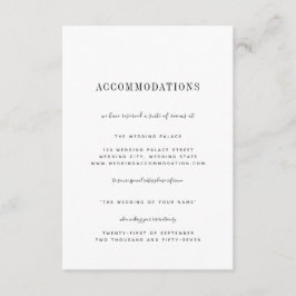 Minimalistische zwarte witbruiloft informatiekaartje