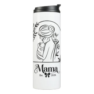 Minimalistische Zwarte & Witte 1e Moederdag Est. Thermosbeker