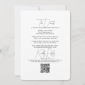 Minimalistische zwarte witte All-in-One & RSVP QR- Kaart (Achterkant)