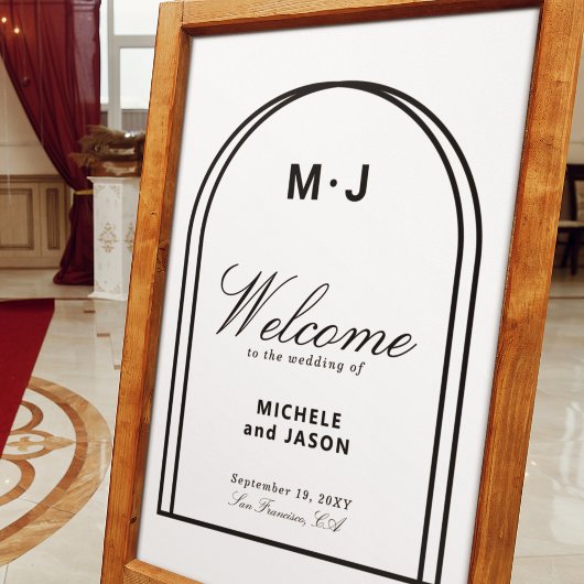 Minimalistische Zwarte Witte Boog Eenvoudige Welko Poster