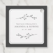 Minimalistische Zwarte & Witte Bruiloft Bedankjes Labels (Achterkant)