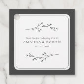 Minimalistische Zwarte & Witte Bruiloft Bedankjes Labels (Voorkant)