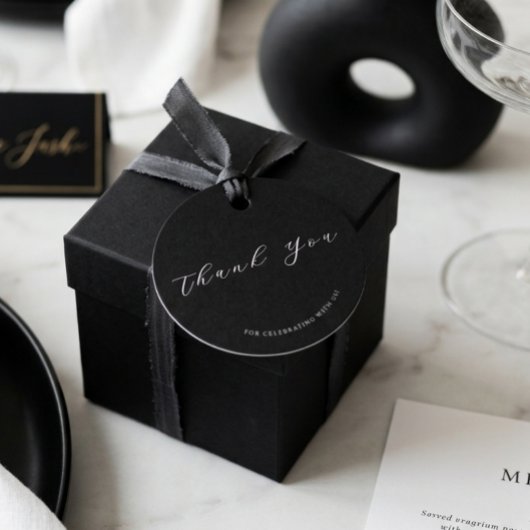 Minimalistische Zwarte & Witte Bruiloft Bedankjes Labels
