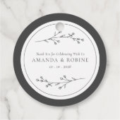 Minimalistische Zwarte & Witte Bruiloft Bedankjes Labels (Achterkant)
