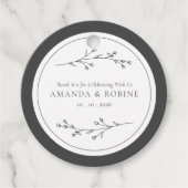 Minimalistische Zwarte & Witte Bruiloft Bedankjes Labels (Voorkant)