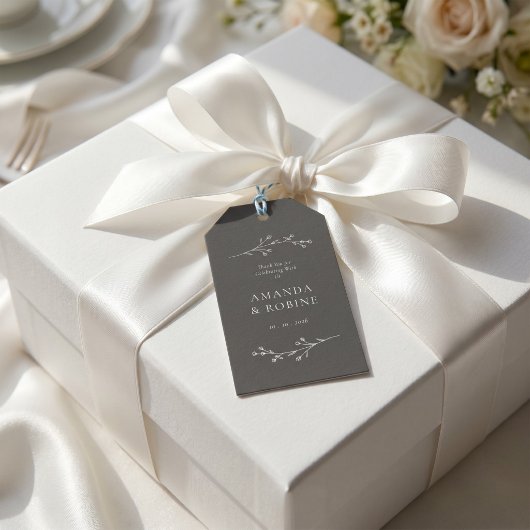 Minimalistische Zwarte & Witte Bruiloft Cadeaulabel