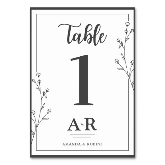 Minimalistische Zwarte & Witte Bruiloft Kaart (Voorkant)