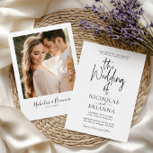 Minimalistische zwarte witte bruiloft Klassieke fo Kaart