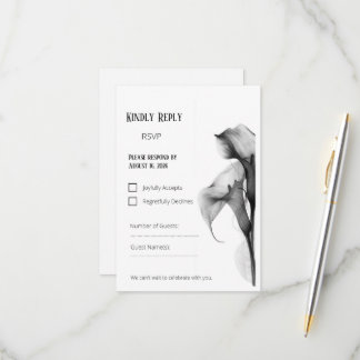 Minimalistische Zwarte & Witte Calla Lelie Trouw R RSVP Kaartje