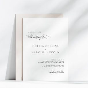 Minimalistische Zwarte Witte Calligrafie Chic Huwe Kaart