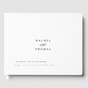 Minimalistische Zwarte Witte Calligrafie Huwelijk Gastenboek