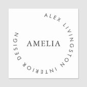 Minimalistische Zwarte Witte Cirkel Monogram Chic  Naamplaatje (Voorkant)