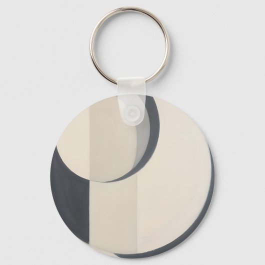 Minimalistische Zwarte Witte Cirkels Kunst Sleutelhanger (Voorkant)