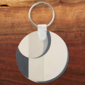 Minimalistische Zwarte Witte Cirkels Kunst Sleutelhanger (Achterkant)