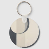 Minimalistische Zwarte Witte Cirkels Kunst Sleutelhanger (Achterkant)