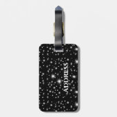 Minimalistische zwarte witte dennenbos nachtelijke bagagelabel (Achterkant verticaal)