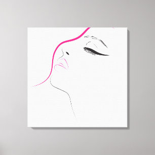 Minimalistische zwarte witte en roze Vrouwen Wimpe Canvas Afdruk